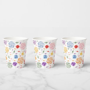Vasos De Papel Color del patrón de golosinas de Lollipop