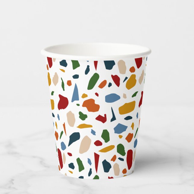 Vasos De Papel Color del patrón Terrazzo (Anverso)