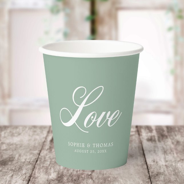 Vasos De Papel Color personalizado Elegante Amor Cursivo (Subido por el creador)