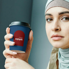 Vasos De Papel Color rojo retro azul sólido Aqiqah Baby Shower