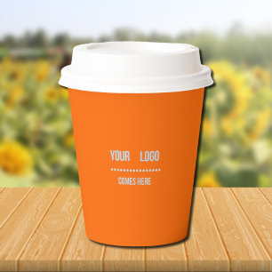 Vasos De Papel color sólido neón naranja - añadir logo