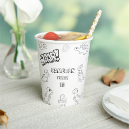 Vasos De Papel Colores Actividad lindo fiesta de dinosaurios Cuad