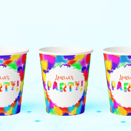 Vasos De Papel Colores arcoiris Fiesta personalizado