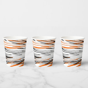 Vasos De Papel Colores bengalíes Naranja y líneas negras