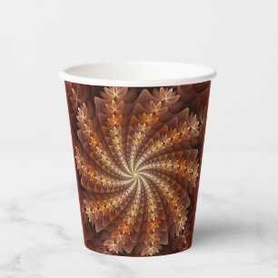 Vasos De Papel Colores cálidos, patrón de arte fractal trippy mod