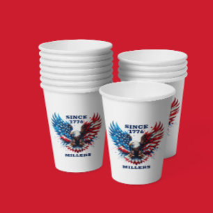 Vasos De Papel Colores patrióticos personalizados Águila audaz de