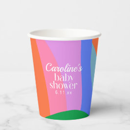 Vasos De Papel Colorful Baby Shower Abstract Waves Modern Custom