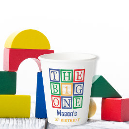 Vasos De Papel Colorful Big One Toy Block Retro First Birthday