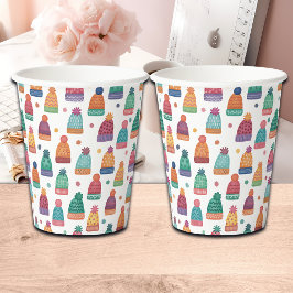 Vasos De Papel Colorful Woolly Hats Winter