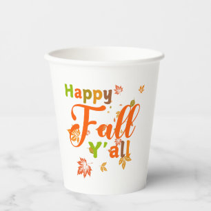 Vasos De Papel Colorida caída feliz con hojas de otoño