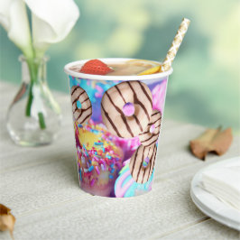 Vasos De Papel Colorida Copa de Papel Fiesta Donut Style