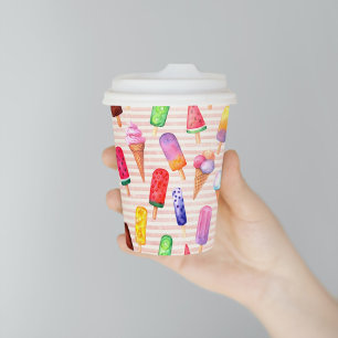 Vasos De Papel Colorida crema de hielo cúbica vibración de verano