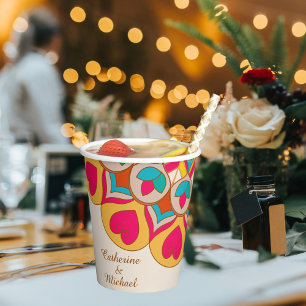 Vasos De Papel Colorida etnia mandarala audaz y brillante Boda