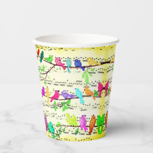 Vasos De Papel Coloridas Aves Musicales Cupones De Papel Canción 