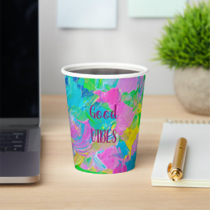 Vasos De Papel Colorido de los buenos vibros