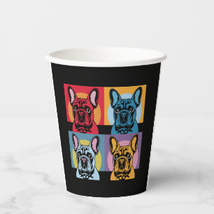 Vasos De Papel Colorido diseño de arte pop Bulldog francés para p