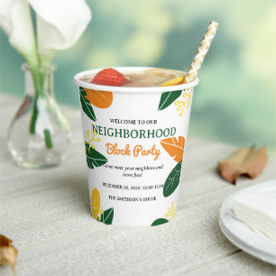 Vasos De Papel Colorido Fiesta de bloques de barrio de verano