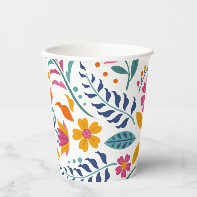 Vasos De Papel Colorido Fiesta Floral Baby Shower (Anverso)