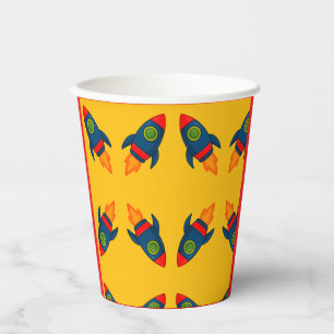 Vasos De Papel "Colorido Ilustracion de un cohete Personalizado"