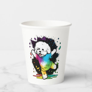Vasos De Papel Colorido Kawaii bailando Bichon