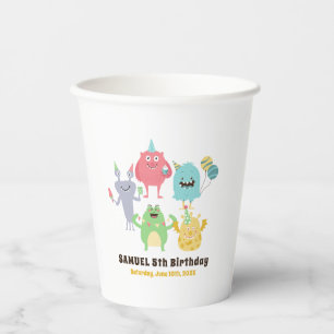 Vasos De Papel Colorido Monstruo Tema Niños Fiesta de cumpleaños