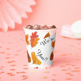 Vasos De Papel Colorido otoño deja bebida de celebración de folla