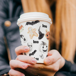 Vasos De Papel Colorido patrón de miedo de Halloween |Feliz Hallo