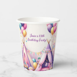 Vasos De Papel Colorido y encantador Teepee Birthday Sleepover Fi