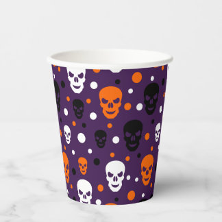 Vasos De Papel Coloridos cráneos de Halloween Patrón de puntos de