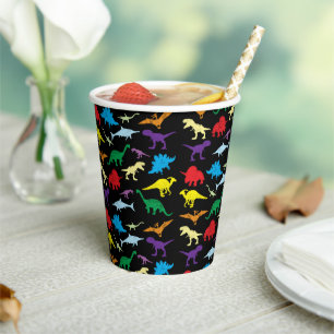 Vasos De Papel Coloridos Dinosaurios Acuarela Niños Fiesta de cum