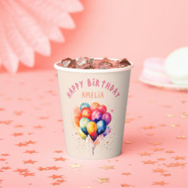 Vasos De Papel Coloridos globos niños feliz Fiesta de cumpleaños