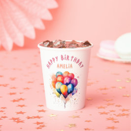 Vasos De Papel Coloridos globos niños feliz Fiesta de cumpleaños