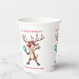 Vasos De Papel Come Dink y sé alegre, Navidades pickleball