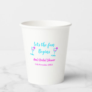 Vasos De Papel Comencemos divertido regadera de la novia vidrio e
