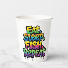 Vasos De Papel Comer Dormir Pescar Repetir Arcoíris Grafiti