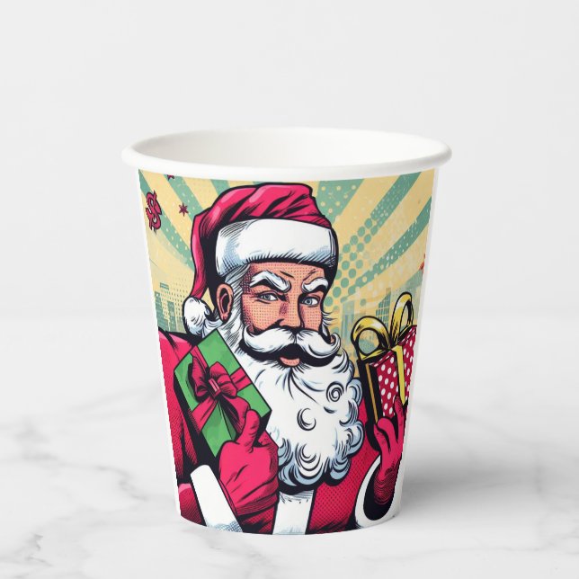 Vasos De Papel Comic book Santa/Navidades (Anverso)