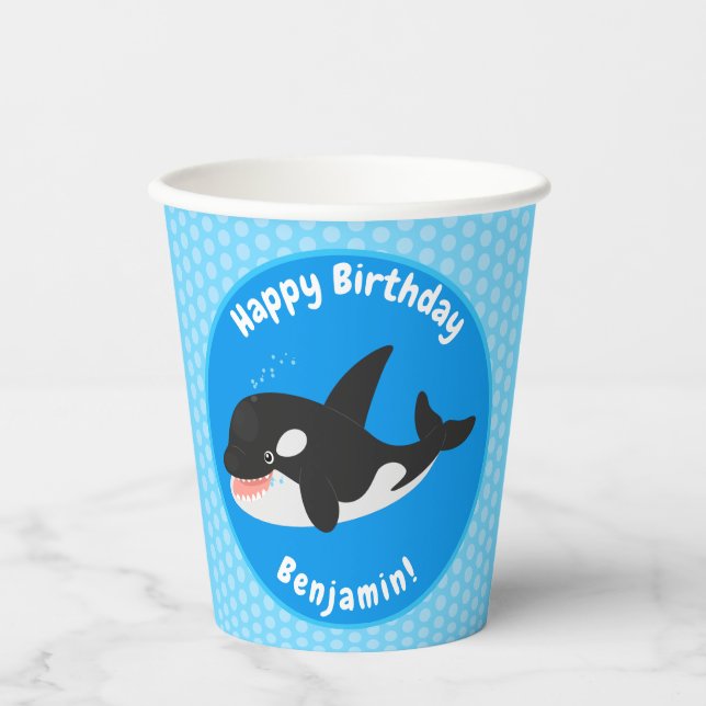 Vasos De Papel Cómico asesino ballena orca personalizado lindo il (Anverso)
