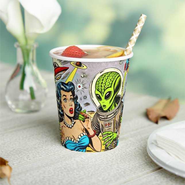 Vasos De Papel Cómics de ciencia ficción retro para extranjeros (in situ)