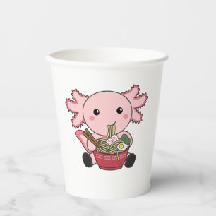 Vasos De Papel Comida Axolotl Ramen Comida japonesa Kawaii Animal