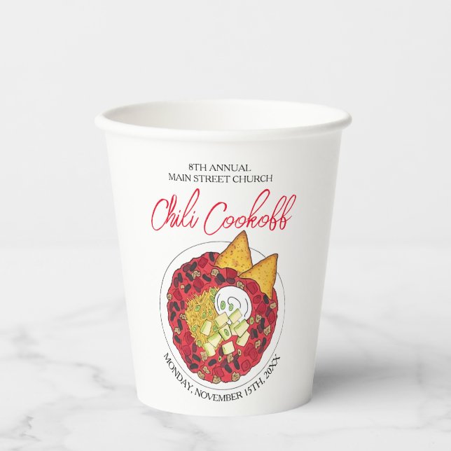 Vasos De Papel Comida de cena de cocina de sopa de chile de chile (Anverso)