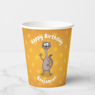 Vasos De Papel Comida divertida tejiendo ilustracion personalizad