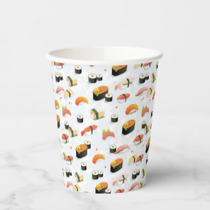 Vasos De Papel Comida japonesa: Patrón de sushi