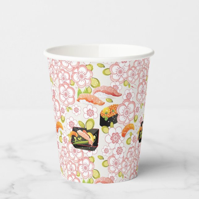 Vasos De Papel Comida japonesa: Patrón de sushi 2 (Izquierda)