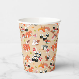 Vasos De Papel Comida japonesa: Patrón de sushi 3