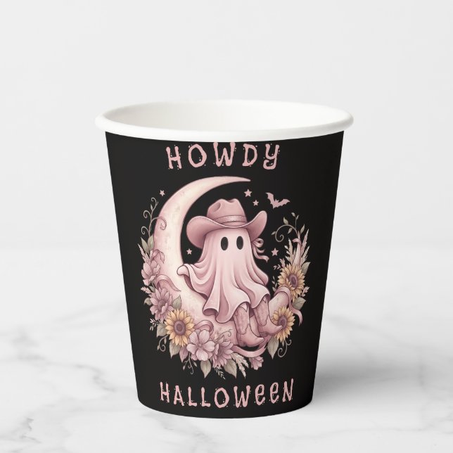 Vasos De Papel Cómo estás Halloween Boho Occidental Fantasma en L (Anverso)