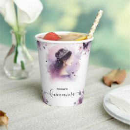 Vasos De Papel Como oro real Tiara Lilac Luce Quinceanera púrpura