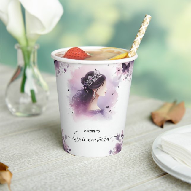 Vasos De Papel Como oro real Tiara Lilac Luce Quinceanera púrpura (in situ)