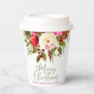 Vasos De Papel Compañía Floral Navidad