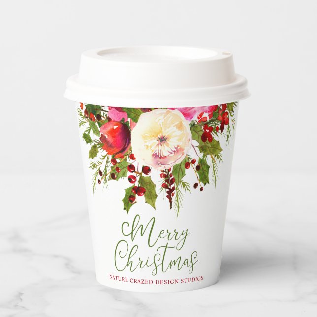 Vasos De Papel Compañía Floral Navidad (Anverso)