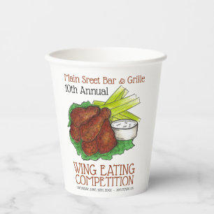 Vasos De Papel Competencia de alimentación de ala de pollo calien